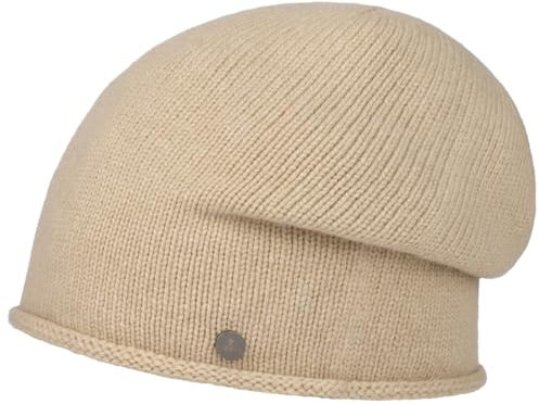 LIERYS Merino Kaschmir Beanie Damen/Herren (Länge: 26 cm) - Oversize-Mütze mit Merinowolle und Kaschmirwolle - Made in Germany - One Size 56-61 cm - Wollmütze Herbst/Winter beige One Size