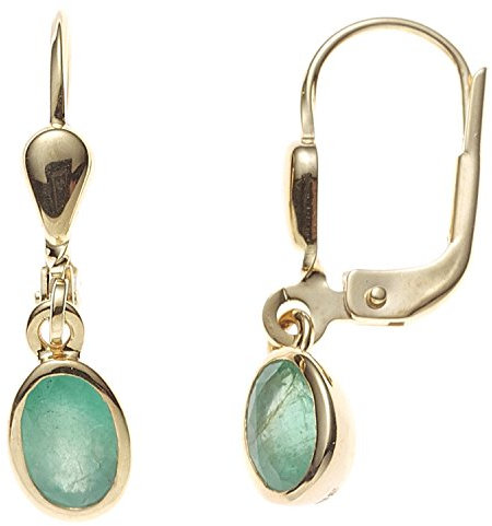 Jobo Damen-Ohrhänger oval aus 14 Karat 585 Gold mit Smaragd oval