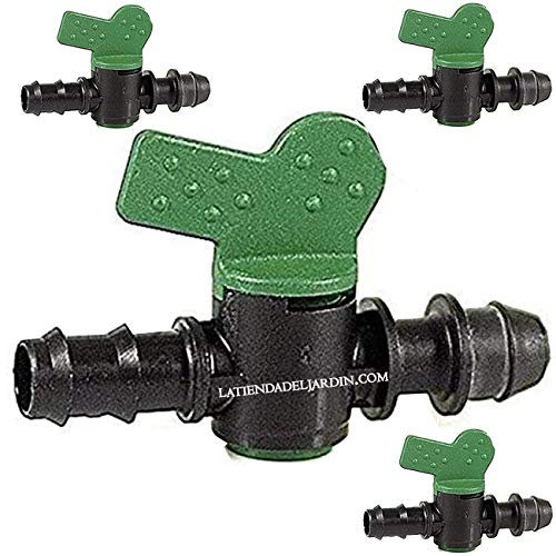 Suinga Pack 4 LLAVE DE PASO riego por goteo 16mm a toma 16mm. Válvula derivación utilizada para conectar directamente el tubo de 16 mm a la tubería principal de riego