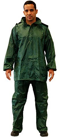 Gahibre Tuta da acqua completa | Impermeabile pieghevole e leggero | Tuta impermeabile da lavoro | Pantaloni e giacca | Colore verde Taglia XL