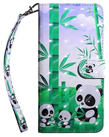 Huzhide iPhone SE Case, iPhone 5S / 5 Case, 3D PU Leather Flip Wallet Phone Case Soft TPU Shockproof Shell Slim Fit Bumper Protective Cover for iPhone SE/5S/5 with Card Holder Magnetic Stand - Panda