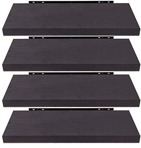 EUGAD Wandregal Wandboard 4er Set Hängeregal Holz Board Modern Schwarz Holzdeko 60x22,9x3,8cm 0125QJ-4
