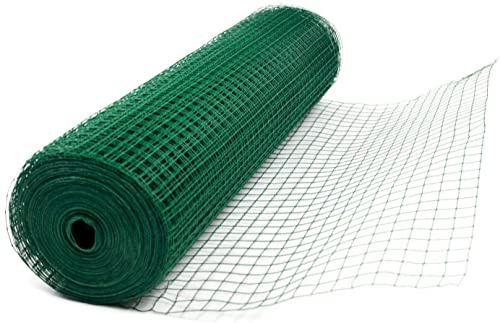 Green PVC Coated Welded Mesh Fence Wire for Garden Fencing Guard Barrier 4 Sizes Mesh 0.9mm Diameter Galvanized Wire Fence Roll Poultry Netting Chicken Wire Hardware Cloth 1 Squares (1.2 x 45M)