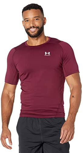 Under Armour Men's HeatGear Compression Short Sleeve T-Shirt, Maroon (609)/White, M Long