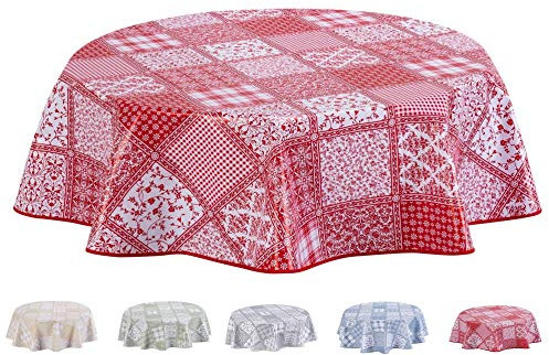 Wachstuch Tischdecke Abwaschbar Rund 140cm Rot