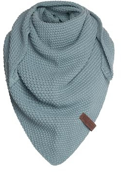Knit Factory - Coco Dreiecksschal Junior - Mädchen Strickschal mit Wolle - Halstuch für Kinder - Grüner Kinderschal - Umschlagtücher aus Hochwertige Qualität - Kinder Schal - 140 x 60 cm - Stone Green