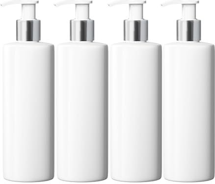 Mrs Hinch Customisable DIY Refillable Bathroom Hand Lotion Pump - 500ml White PET Plastic Bottle with Silver/White Lotion Pump (4)