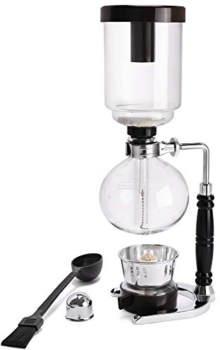 LUEUR Siphon Kaffeemaschine, Vakuum Kaffeebrüher, Hitzebeständiger 5-Tassen-Glas-Siphon-Kaffeemaschine mit wiederverwendbarem Tuchfilter, Hot Tea Maker für Zuhause, Haushalt und Büro
