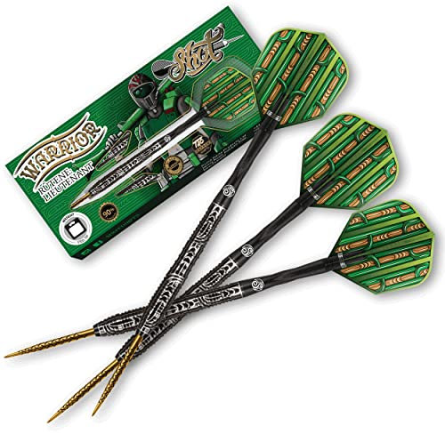 Shot Steel Darts Warrior Rutene 90% Tungsten Steeltip Darts Steeldart Dartpfeile Set mit Schäften und Flights Made in Neuseeland (23 Gramm)