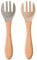 Tomodoks Lot de 2 fourchettes de sécurité pour bébé Fourchette en silicone Fourchette pour enfant avec manche en bois à partir de 6 mois