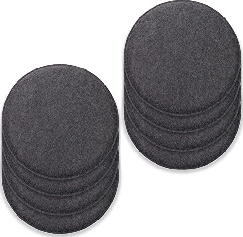 Rubberneck 8er Set rutschfeste Filz Sitzkissen rund, Stuhlkissen mit Antirutsch-Noppen, dunkelgrau