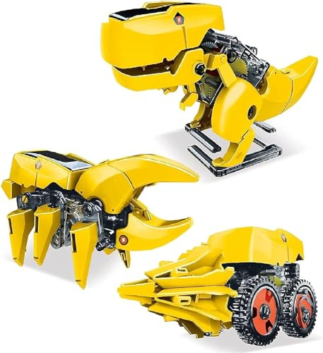 PicassoTiles Stem Kids Robot Dinosaurio mit Solarenergie, Pädagogisches Bildungsspielzeug, Technisches Bauspielzeug, 3 in 1, Einzigartige kreative Transformation, Erneuerbare Solarenergie