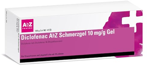 Diclofenac AbZ Schmerzgel 10 mg/g Gel Wirkstoff Diclofenac, 100 g Gel | Lindert akute Zerrungen, Prellungen, Verstauchungen und entzündliche Erkrankungen von Gelenken, Sehnen und Muskeln.