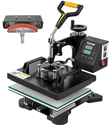 VEVOR 2 in 1 Macchina Digitale Intelligente per Pressa a Caldo, 650 W 10 x 12 Pollici Macchina Sublimazione Pressa di Calore Girevole a 360 Gradi per Magliette, Cuscini, Borse, Berretti, Cappelli