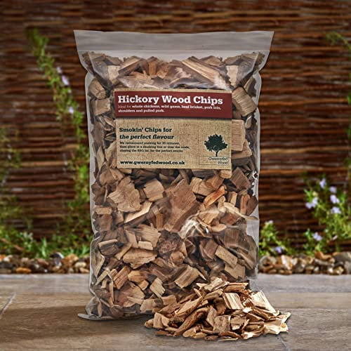 Hickory Smoking/Smoker Wood Chips 3 Litre - (24 Species to chose from) Kiln Dried Woodchips for Smoking Food/Smokers/BBQ's/Ovens - 100% Natural (Hickory)