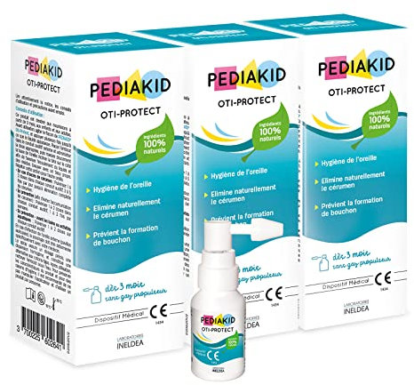 PEDIAKID - Oti-Protect - Ohrenspray - Ohrhygiene Ab 3 Monaten - Hilft, überschüssiges Ohrenschmalz zu entfernen - Verhindert die Bildung von Pfropfen - Medizinisches Gerät - 3 x 30 ml