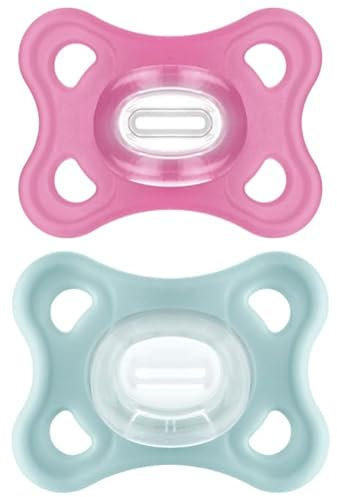 MAM Comfort Pacifiers, Newborn Pacifiers (2 Pack) 3-12 Months, Best Pacifier for Breastfed Babies, Girl Silicone