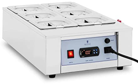 Royal Catering RC_CMM_04 Chocolate melter 6 x 1.5 l up to 412 °C Chocolate melter Chocolate warmer electric chocolate melter