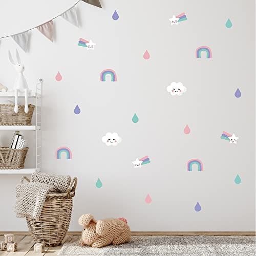 Klebekerlchen® | Wandtattoo für das Kinderzimmer, Wandsticker selbstklebend - Regenbogen (Set mit 22 Motiven)