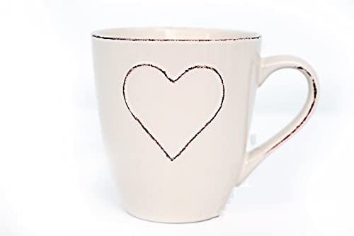 HoitoDeals 1Pcs Ceramic Cream Heart Embossed Mug Kitchen Home