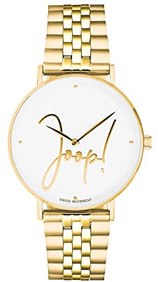 Joop! Armbanduhr Damen Quarzuhr Analog, mit Edelstahl Armband, Gold, 5 bar Wasserdicht, Kommt in Uhren Geschenk Box, 2028335