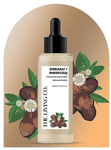 THE LIVING CO Shikakai + Bhringraj Stimulating Scalp Serum For Hair Growth - 65ml
