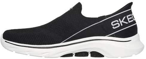 Skechers, GO Walk 7 MIA Mujer, Tejido Negro con Acabado Blanco, 40 EU