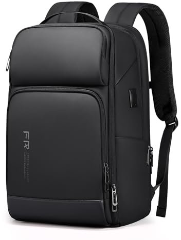 FENRUIEN Expandable Laptop Backpack Business Backpack Men's Laptop Bag 17 Inch for Men and Women Teenagers with Laptop Compartment USB Charging Port Backpack