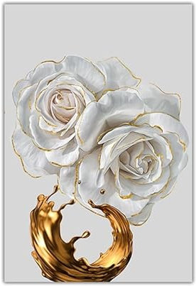 HJOSWVNS Quadri Moderni Soggiorno Oro Rosa Bianco Quadro Moderno Soggiorno Quadri Stampa su Tela Quadri Moderni Camera da Letto Quadro su Tela Stampe da Parete Moderne Senza Cornice 60x90cm