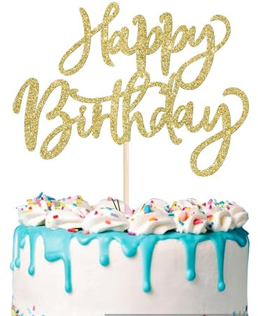 1 Stück Happy Birthday Tortendeko Glitzer Geburtstag Cake Topper zum Feiern alles Gute zum Geburtstag Party Kuchen Dekorationen Zubehör Gold