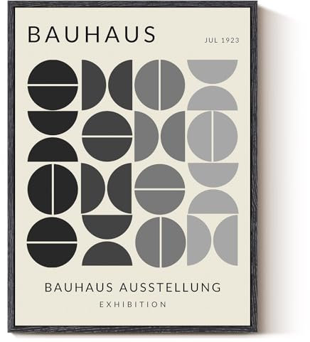 VIYYIEA Schwarz-gerahmte Bauhaus-Wandkunst, Schlafzimmer, Wohnzimmer, abstrakte Wanddekoration, Leinwanddrucke, Kunstwerk, geometrische minimalistische Bilder, moderne Heimdekoration, Vintage-Dekor,