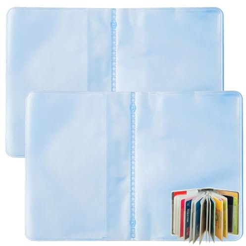 KkvoGmle 2 custodie per carte di credito, in plastica, con 10 pagine, 20 slot e 10 pagine con 10 scomparti, 9,5 cm x 0,5 cm x 7 cm, trasparente, Trasparente, 9.5cm x 0.5cm x 7cm, Classico