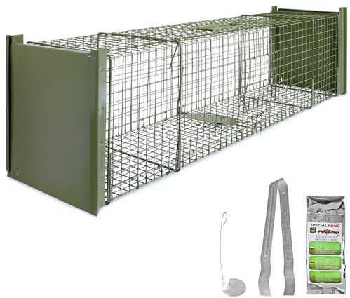 Petigi Lebendfalle Drahtfalle Marder Lebend Wiesel Garten Kaninchen Abwehr Umsiedeln Falle Haus Zubehör Ratte Rattenfalle Vertreiben Dachboden 120 x 29 x 31 cm Grün