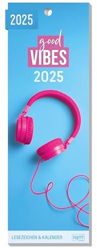 Häfft® Lesezeichenkalender 2025 Good vibes 12 Lesezeichen mit Monatskalender, Mini-Kalender mit stimmungsvollen Bildern & Sprüchen - nachhaltig & klimafreundlich