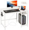 JOISCOPE Scrivania per Computer PC con Porta di Ricarica USB e Type-C, Scrivania Gaming con Ganci e Ripiani, Scrivania Bianca Minimalista, Scrivanie Moderne per Ufficio e Studio, 100x50x75cm, Bianca