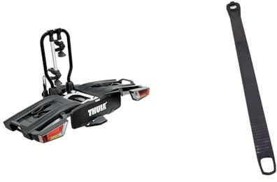 Thule EasyFold XT Fahrradträger für Anhängerkupplung 2 Fahrräder Silber & Wheel Strap G6, Schwarz, 39.5 cm