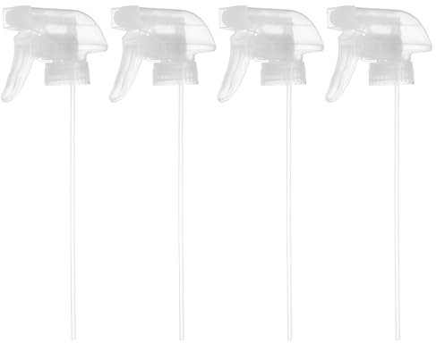 M METERXITY 4-Pack Spray Bottle Replacement Nozzles Plastic Anti-Leak Trigger Sprayer Nozzles Spray Bottle Top for Home/Garden Cleaning [Fit Standard 28/400 Neck Bottles, Transparent]