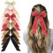 Giantree 6 Stück Schleife Haargummi, Schleife Haarseil Satin Haarband Schleife Langer Schwanz Französische Haarschalbänder Elastisches Stirnband Pferdeschwanzhalter Zopf für Mädchen Kinder