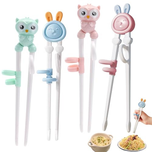 4 Pcs Palillos Chinos Principiantes (Lindo conejo)