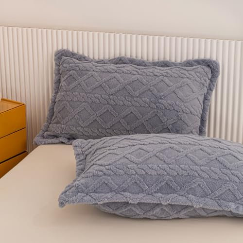 generic Kissenbezug 50x75 cm 2er Set Plüsch, Flanell Grau Wohnzimmer Zierkissen für Sofas oder Stühle, Schlafzimmerdekoration, Innenraumdekoration Entspannung, Geschenke, Winter