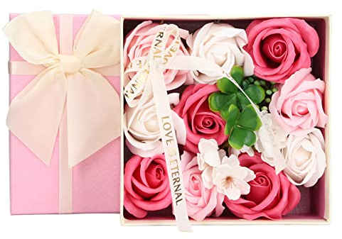 Savon à la Rose, Pétales de Rose pour le Bain, Huile Essentielle, Savon à la Rose dans une Boîte, Savon de Bain parfumé aux Pétales de Fleurs de Rose, Savon Décoratif pour Ses