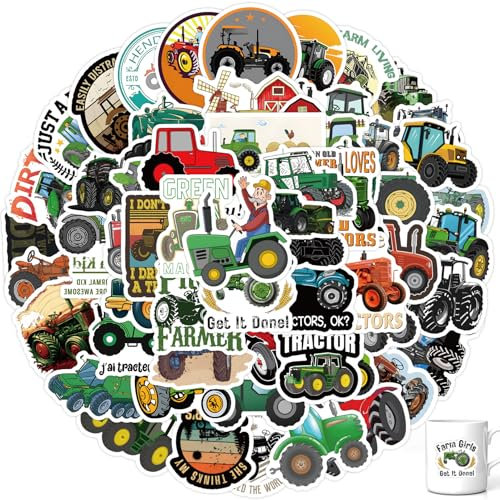 Traktor Sticker,60 Stück Sticker Fahrzeuge,Aufkleber Bagger Bauernhof,Auto Bagger-Aufkleber Baustelle,für Koffer Laptop Skateboard,Scrapbook Diy (4-8cm) Handy HüLle Sticke Tattoo,Tractor Wasserfeste