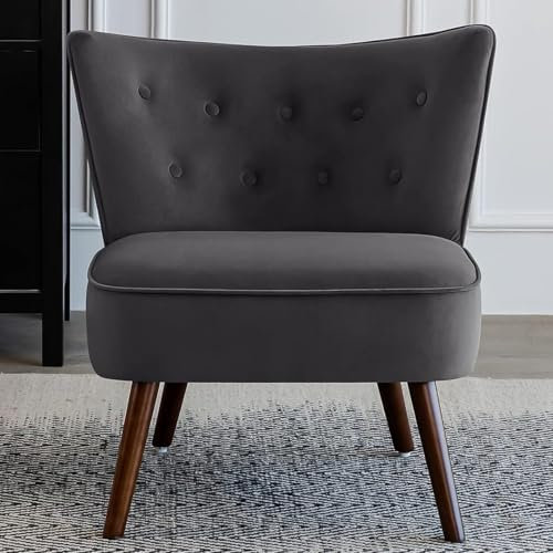 Bekrvio Sessel Wohnzimmer, moderner Loungesessel mit 290g/㎡ Samtbezug, extra großer gepolsterter Ohrensessel mit Holzbeinen für Wohnzimmer/Schlafzimmer