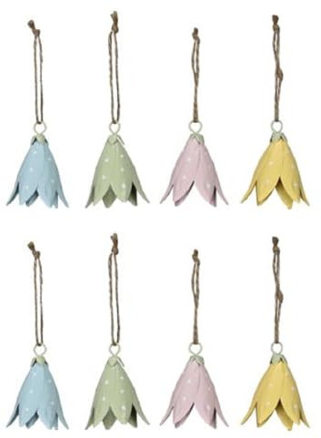 frühlingshafte dekorative Blüten-Anhänger Glocken-Blumen-Anhänger aus federleichtem Metall in verschiedenen Farbsortierungen und Mengeneinheiten (8, blau grün rosa gelb)
