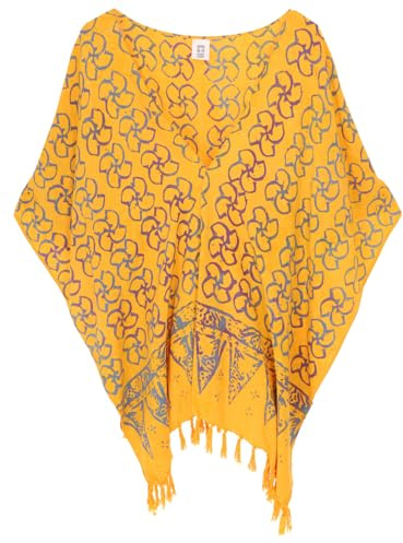 GURU SHOP Kurzer farbenfroher Sommer Kimono, Kaftan, Strandjacke, luftig | 100% Viskose, weit geschnitten, bequem, ideal für Strand und Freizeit, vielseitig kombinierbar.