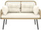 Outsunny Gartensofa mit Kissen und Polstern 2-Sitzer aus geflochtenem Harz, Outdoor-Sofa mit Armlehnen, verzinkter Stahlrahmen für Balkon, Naturholz