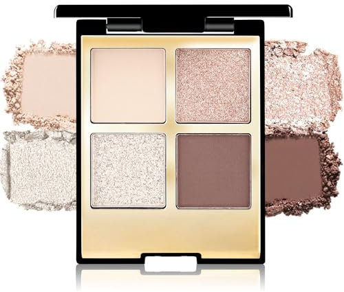 Yamobi palette ombretti in 4 colori, nude-rosato-marrone, palette di ombretti naturali e neutri altamente pigmentati con specchio, ideale per look sfumati
