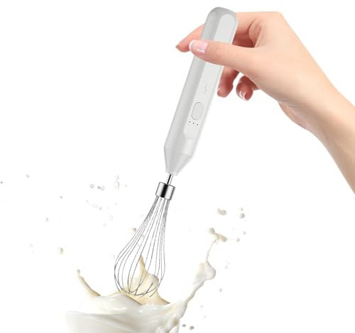 Batidor eléctrico, batidor de huevos de mano de 3 velocidades, tamaño de 7.09 pulgadas, recargable por USB, espumador de huevos para chocolate caliente, , hornear, uso en cocina, negro, ,
