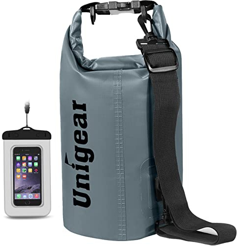 Unigear Dry Bag 2L 5L 10L 20L 30L 40L 55L, wasserdichte Tasche Rucksack SUP | Wasserdichter Beutel, Seesack Packsack mit Handytasche, Waterproof bag für Boot Kajak Angeln Rafting Schwimmen Camping Strand