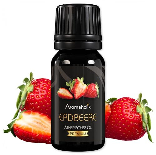 Aromaholik Erdbeeröl BIO 100% naturrein – Ätherische Öle für Diffuser & Aroma Diffuser – Zertifiziertes ätherisches Öl aus Indien – Strawberry Essential Oils 10ml für Sauna & Massage
